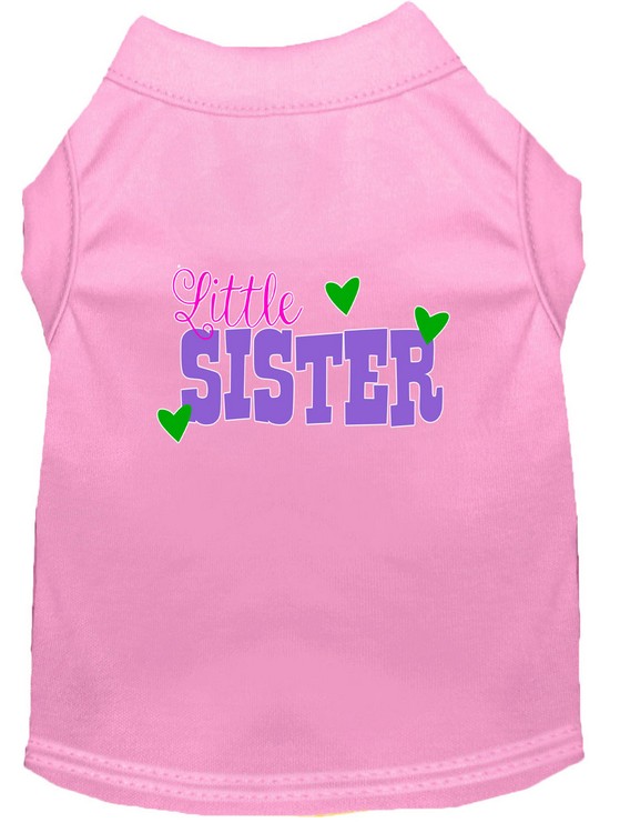 Little Sister Screen Print Dog Shirt Light Pink Med